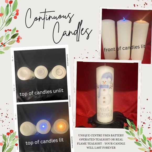 Large Christmas Candle - 9 x 3 inches - Picture 2 of 2